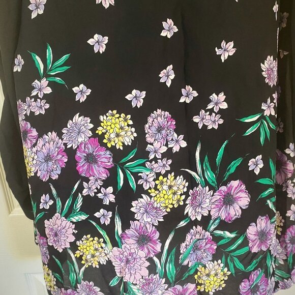 Liz Claiborne - Black Sheer Top with Purple Flowers - Picture 7 of 8